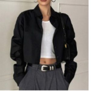 Black Cropped Button up